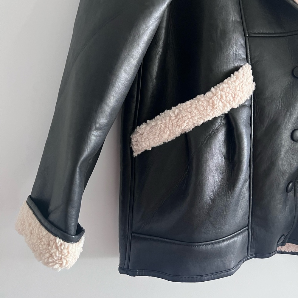 Blank NYC Black Leather Jacket with Cream Accents New Size S - Picture 4 of 8